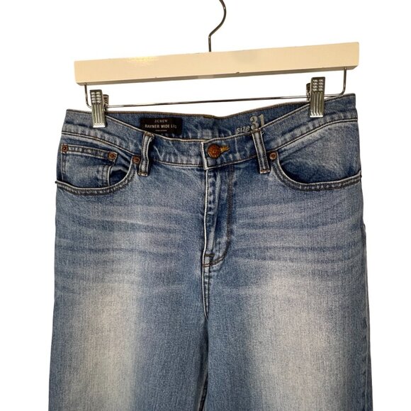 J. Crew Rayner Wide Leg Light Wash Whiskered Jeans Size 31 - Picture 2 of 10